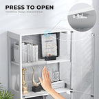 Display Cabinet with Glass Doors, 4-Tier Curio Cabinet with 3 Color Lights for Collectibles, Glass Display Case with Human Body Sensor, Bookcase with 4 Shelves, Storage Cabinets, White