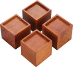 4-Inch Solid Pine Furniture Risers – 2000LBS Capacity, Tool-Free Install, Natural Wood Design for Beds, Sofas & Desks (4 Inch)