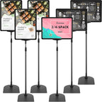 Jutom 2 Pack Adjustable Pedestal Stand Holder 8.5 x 11 Inch Heavy Duty Aluminum Sign Holder Vertical and Horizontal Sign Poster Stands Floor Standing Display for Advertisement Menu Display