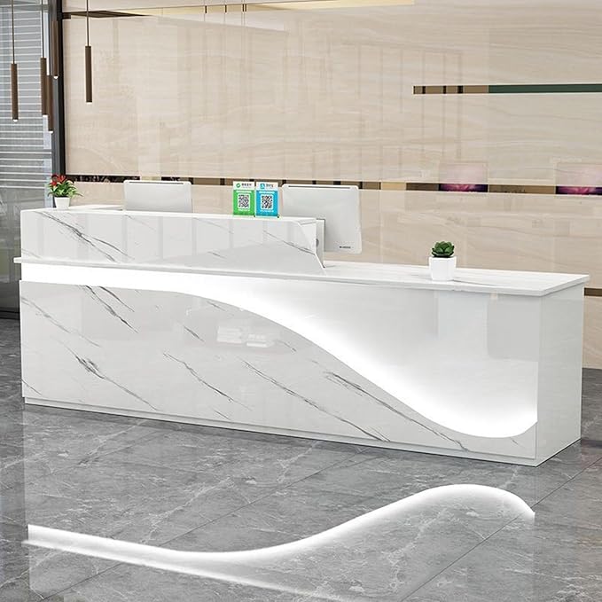 Reception Desk, Checkout Counter, Reception Counter Desk, eception Counter Desk with Adjustable Shelf & Lockable Drawers, for Clothing Store, Company Front Desk, Coffee Shop
