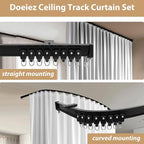 Room Divider Blackout Curtains Flexible Sliding Tracks Sets Ceiling Mounted Rod Window Curtain Privacy Separation for Bedroom Living Rooms,1 Panel Gray White Drape and Black Track Set-W72xH84 in