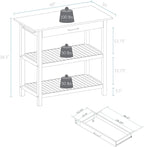 Island Oasis Solid Wood Kitchen Island with Drawer, Stainless Steel Towel Bar and Open Storage Multi-Purpose Prep Table for Home Kitchens Natural and White