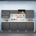 Metal Storage Cabinet with Wheels, Rolling Tool Chest with Adjustable Shelf & Handle, Lockable Garage Cabinet with 1 Drawer and 2 Doors, Mobile Steel Locker for Home, Office, Workshop, Black