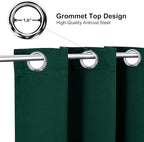 ChrisDowa Grommet Blackout Curtains for Bedroom - Thermal Insulated Room Darkening Curtains for Living Room (1 Panel Set, Forest Green,42W x 63L)