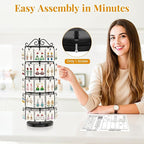 EsLuker.ly Earring Holder Organizer Rotating Display Tree Stand, Adjustable Height Earring Card Hanger Rack with 50 Hooks for Vendors Market Selling, 5 Tier Metal Jewelry Storage Tower, Black