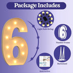 4FT Marquee Light Up Numbers, Large Marquee Numbers for 6th 16th 60th Birthday Decorations, Giant Light Up Numbers for Party Anniversary, Marquee Letters, Pre-Cut DIY Mosaic Numbers for Balloons 6