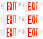 Gruenlich LED Combo Exit Sign, Emergency Light with 2 Adjustable Heads and Double Face, Back Up Batteries- US Standard Red Letter EXIT, UL 924 Qualified, 120-277 Voltage, 6-Pack