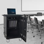 Laptop Charging Cart,32 Devices Tablet Storage Carts for Pad Up to 16.3" Screen Size, Classroom Computer Mobile Charging Station for Pads,Chromebooks,Laptops,Security Storage (30+2 Bay-Black)