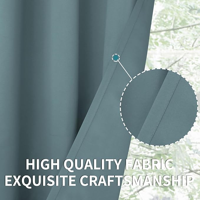 BGment Room Darkening Curtains 63 Inches Long - Grommet Thermal Insulated Drapes Window Treatment Curtains for Bedroom, 2 Panels, 42 x 63 Inch, Stone Blue
