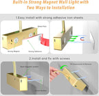 Lightbiz Picture Light 2 Pcs, 15.35inch 5400mAh Rechargeable Picture Lights for Wall Battery Operated Wall Lights with Remote, 3 Colors Paintings Light Dimmable Art Light for Artwork, Gallery (Gold)