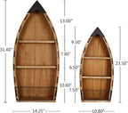 Aecipl Solid Wood Boat Shelf Decorative Nautical Wall Decor Beach Themed Bookcase Large Wooden 3-Tier Display Shelves for Home Kitchen Bedroom Living Room (31.4"+23.5" H)