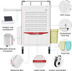 Medication Bins Cart with 200 Bins, 10 Drawers - Dual-Sided Open, 50 Medicine Boxes, Hidden Sub Workbench, Silent Casters, Container, 2 Trash Bin-Medical Crash Cart for Clinic, Hospital and Lab