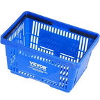 VEVOR 12 PCS Shopping Basket, 16.73 x 11.61 x 8.86 inch Durable Plastic Grocery Basket with Stand & Handle, 24L Portable Shop Basket Bulk, Idea for Retail Store Supermarket Grocery Shopping, Blue