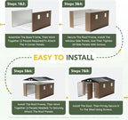 Breezz Outdoor Storage Shed 10 x 12 ft. Utility Tool Shed Metal Storage Garden Shed with Lockable Doors & Windows for Patio Storage,Brown