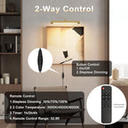 4W Picture Light Plug in, 12" Adjustable LED Art Light with Remote Control, Dimmable Wall Light for Picture Display Dartboard Art Work (Gold)