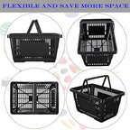 Macarrie 12 Pcs Shopping Baskets, 20 L Plastic Baskets with Handles, 16.9 x 11.8 x 9.1 Inches, Sturdy, Black