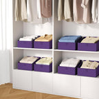 DIMJ Closet Storage Bins 6 Pack - Fabric Storage Baskets for Shelves, Collapsible Clothes Organizer, Trapezoid Shelf Organization Storage Cubes for Purse, Toys, Books, Towel, Clothes, Purple