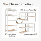 HOMEDANT House 5 Tier Laminated Metal Shelving Unit Adjustable Storage Utility Rack Heavy Duty Shelves Organization Multipurpose Shelf Kitchen Garage Pantry Closet (3, (M) 36.2" W, White)