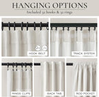 144 Inch Curtains Extra Long Living Room for Large Window 12 FT Length 2 Panels, Blackout Room Darkening Linen Back Tab Pleated Traverse Heavy Curtain for Track Ceiling Hooks&Rings (W50"xL144",Birch)