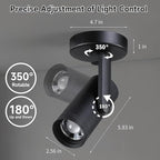 12W LED Dimmable Zoomable Ceiling Spotlight Indoor – Adjustable Beam Angle 10-55° Surface Mount Wired Accent Spot Light for Picture, Plants & Painting | Warm White 3000K CRI 97, Black
