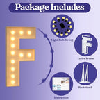 Marquee Letters 4 Feet Tall, 4FT Large Light up Letters F, Big Sign F with Warm White Light for Birthday Wedding Proposal Engagement Graduation Party Backdrop Decorations