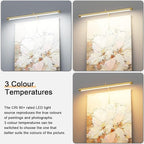 9W Picture Light Plug in, 24" Adjustable LED Art Light with Remote Control, Dimmable Wall Light for Picture Display Dartboard Art Work (Gold)