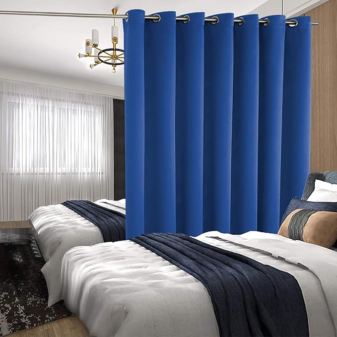 BGment Royal Blue Sliding Door Curtain 84 Inches Long, Wide Room Divider Privacy Curtain for Bedroom, Thermal Curtain Room Darkening for Glass Door, 1 Panel, Each 100 Inch Wide