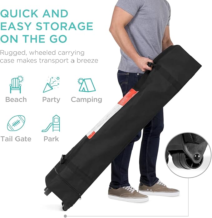 Best Choice Products 10x10ft 1-Person Setup Pop Up Canopy Tent Instant Portable Shelter w/ 1-Button Push, Case, 4 Weight Bags - American Flag
