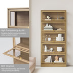 Display Cabinet with Acrylic Glass Doors,5-Tiers Curio Cabinet with LED Lighting for Collectibles, Collectibles Toy Organizers Rack & Display Shelf Display Case Storage Cabinet, Nature