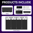 Portable DJ Booth Table,Foldable DJ Table Stand with White & Black Scrim,Adjustable D J Facade Station Metal Frame with Cable Hole for Private Events, Clubs, Bars (Upgrade)