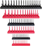 B&C Home Goods Socket Organizers - 6 Piece SAE & Metric Tray Socket Holder - Toolbox Organizers and Storage for ¼, ⅜ and ½ inch Drive Holder for Mechanics
