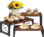 ELITEROO 3 Tier Cupcake Stand & Wood Display Risers, Dessert Stands for Cup Cake or Food, Riser Display Stand for Perfume Collectibles, Tiered Shelf Organizer for Market Retail Vendors, Rustic Brown