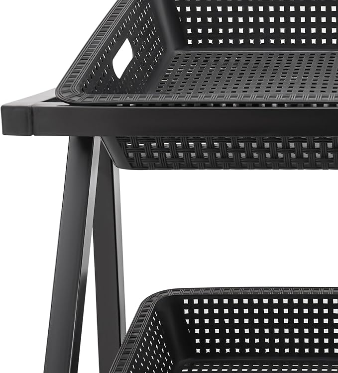 Fruit Vegetable Storage Basket,Kitchen Organizers 5 Tier Basket Stand Storage Baskets Market Shelf for Kitchen Store (Black)