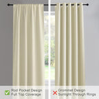 PONY DANCE Short Black Out Curtains 48 inch Long for Small Window, Rod Pocket Privacy Bathroom Draperies,Thermal Insulated Lighting Blocking Drapes for Basement(2 Panels Set, Beige, W42 x L48 inches)