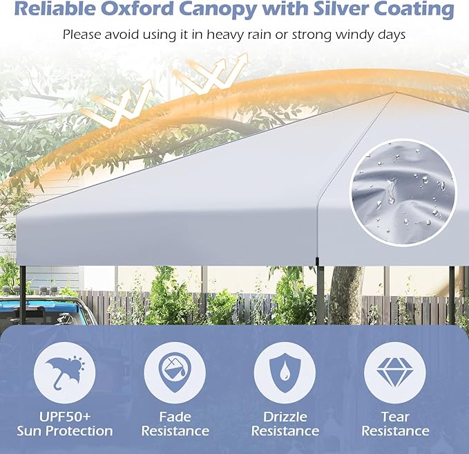 Tangkula 10x10 FT Pop Up Canopy, UPF50+ Portable Outdoor Tent with 8 Stakes, 4 Wind Ropes, Carrying Bag, Foldable Canopy Tent for Beach Party Event Camping