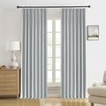 Light Grey Blackout Pinch Pleated Curtains for Bedroom 95 Inch Length, Linen Blended 100% Blackout Thermal Insulated Back Tab Drapes with Hooks for Track System 2 Panels W50xL95