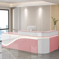 Modern Reception Desk – Front Desk, Reception Counter for Office, Checkout Counter, LED Lighting, Storage, Soft Close Drawers, Custom Logo, Fully Assembled (S,76IN)