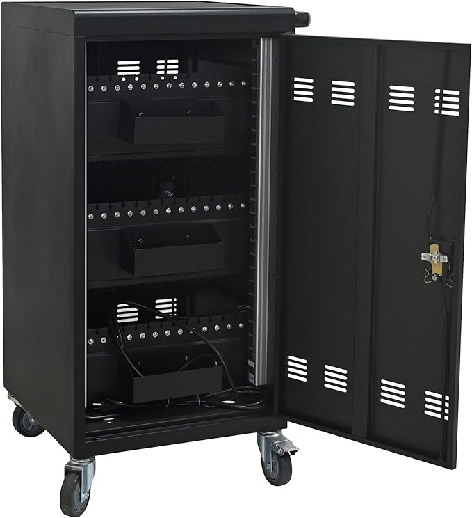 Laptop Charging Cart,45 Devices Tablet Storage Carts for pad Up to 16.3" Screen Size, Classroom Computer Mobile Charging Station for Pads, Chromebooks,Laptops, Security Storage(45 Bay-Black)