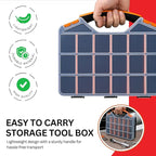 Andalus Tools Organizer Box, Small Parts Storage 18-Compartment Portable Hardware Organizer Removable Plastic Dividers for Screws, Nuts, Bolts, Nails – Orange (1 Pack, 12.5" x 10.5" x 3")