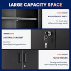 Yizosh Metal Storage Locking Cabinet with 4 Doors and 2 Adjustable Shelves,71" Lockable Garage Tall Steel Cabinet,for Home Office,Living Room,Pantry,Gym,Commercial Storage (Black)