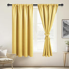JIUZHEN Blackout Curtains – Thermal Insulated,Noise Reducing Room Darkening Soundproof Drapes for Living Room,Bedroom, Set of 2 Panels with Tiebacks, 42 x 63 inch Long, Light Yellow