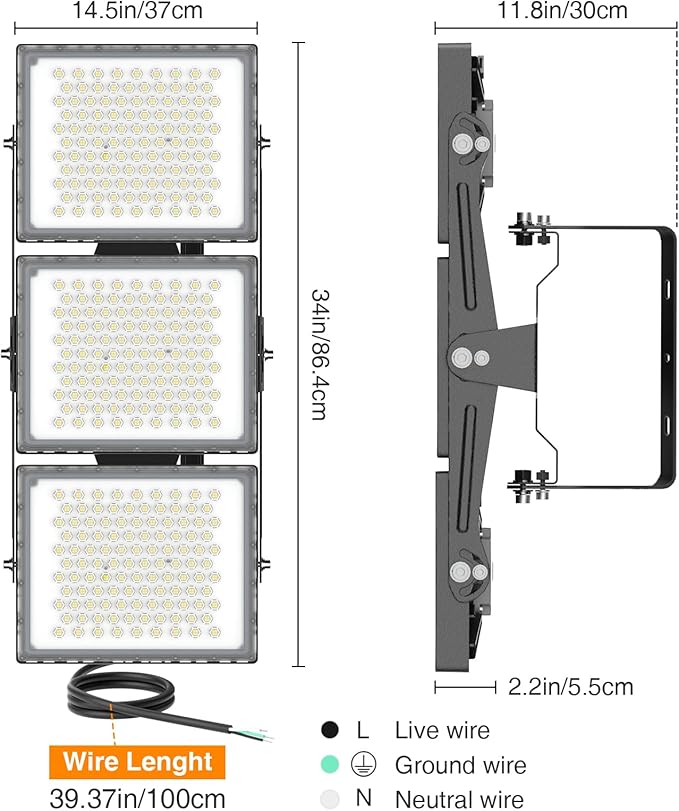 SOLLA 2025 Elite New Upgraded LED Flood Light Outdoor 600W 90000lm Stadium Flood Lights, 5000K IP66 Waterproof Adjustable Floodlight for Street, Parking Lot