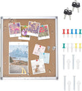 Enclosed Cork Bulletin Board Tamper-Proof Dispaly Case, Aluminium Frame, All-Weather Cork Noticeboard, Outdoor Enclosed Cork Board for School, Office, Restaurant, Hospital (28 X 26 Inches)