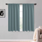 KGORGE Room Darkening Curtains for Bedroom 54 inch Length, Privacy Energy Saving Noise Reducing Small Window Treatments for Dining Room, Back Tab Rod Pocket, Dusty Blue, 2 Panels, W52 x L54