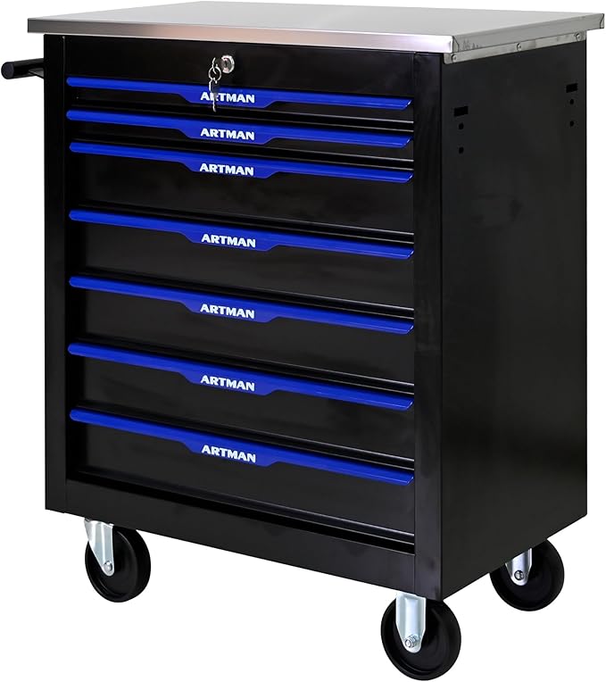 7 Drawers Rolling Tool Box on Wheels, Multifunctional Tool Chest Cabinet with Lock, Drawers Rolling Tool Cart Trolley Organizer Tool Storage Case for Garage,Warehouse - DIY Interconnectable