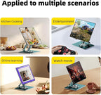 iPad Holder Stand, Tablet Holder with Thickened 360° Rotating Base Dual Rod Adjustable Aluminum Stand for All 4-12.9’’ iPad Surface Samsung Phone Tablet Kindle E-Reader and More, Space Gray