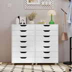 7 Drawer File Cabinet, Mobile Filing Cabinet w/Universal Wheels, Wood Printer Stand with Storage, Rolling File Cabinets for Home Office, Living Room, Bedroom (White, 7 Drawers)