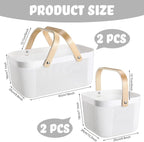 Sadnyy 4 Pcs Plastic Mesh Garden Harvest Basket Storage Basket with Wooden Handle Multi Functional Mesh Bin for Kitchen Cabinet Picnic Fruit Vegetable Gathering Organizer(Large, Small,White)