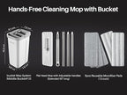 JOYMOOP Mop and Bucket with Wringer Set, Hands Free Flat Floor Mop and Bucket, with 5 Washable Microfiber Pads, Wet and Dry Use, Floor Cleaning System