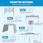 Tangkula 10x10 Ft Pop Up Canopy with Sidewalls, Portable Outdoor Tent with Center Lock, 16 Stakes, 12 Ropes, Roller Bag, UPF50+ Canopy Tent with Dual Awnings for Camping, Patio, Market
